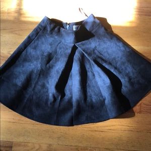 Pleated faux suede skirt